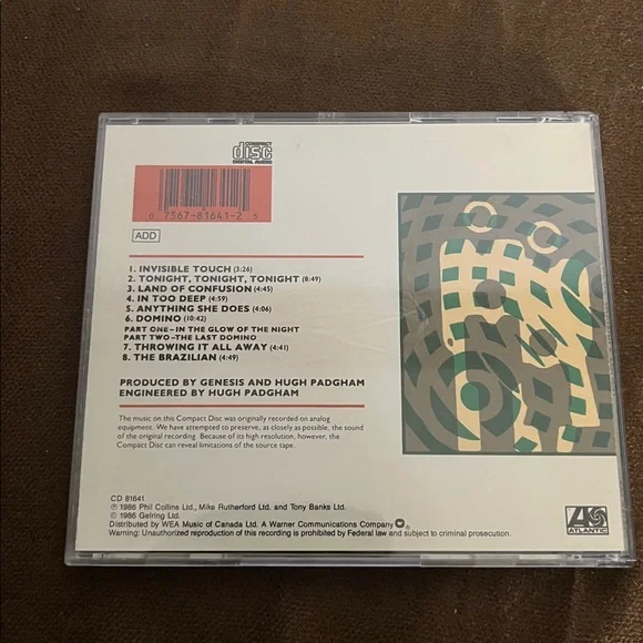 😄Genesis Invisible Touch CD 1986 - Picture 3 of 3